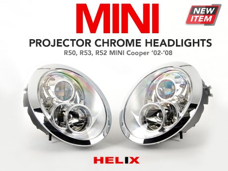Set BMW Mini R50 R52 R53 headlights left & right chrome 04-06